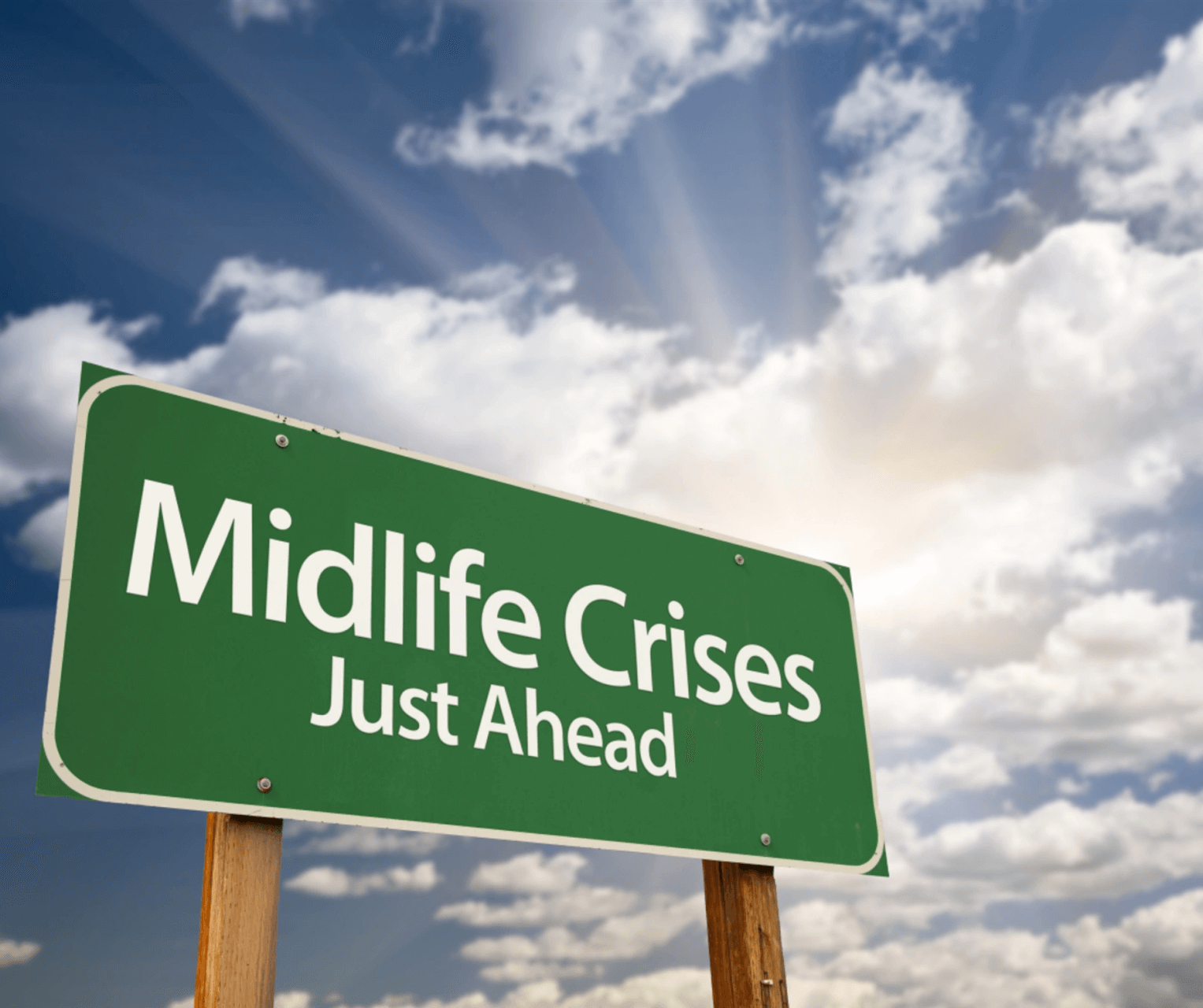 Midlife-Crisis zeigt den Schriftzug just ahead